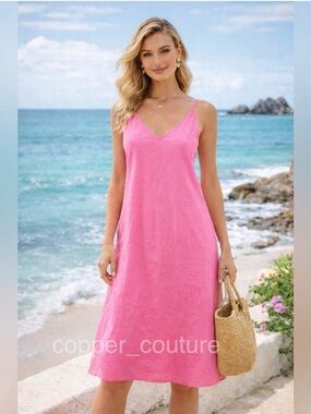 Lilly Pulitzer Linen Women’s “Florin” Sleeveless Dress in Pink Isle Large